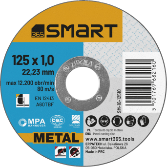 TARCZA DO CIĘCIA METALU PŁASKA 125x1,0 MM KOD TOWARU: SM-16-12510